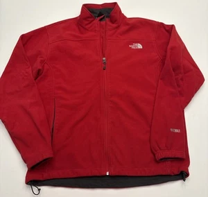 The North Face Windwall Jacket Mens Large Red Full Zip Fleece Windproof Outdoor - Picture 1 of 13