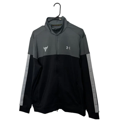 Chaqueta de Pista Under Armour Project Rock Para Hombre Grande Negra Gris Cremallera Completa Gimnasio Bull Foto 1 de 4