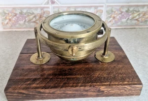 VINTAGE BRASS KELVIN BOTTOMLEY & BAIRD GLASGOW SHIPS/ BOAT LIQUID COMPASS 7 1/2" - Picture 1 of 14