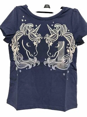 NWT Sz 5 Epic Threads Girls Navy/White Glitter Unicorn SS Tshirt - Image 1 of 3