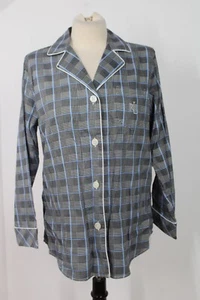 NWT Lauren Ralph Lauren MP Black Blue Check Long Sleeve Pajama Top - Picture 1 of 9