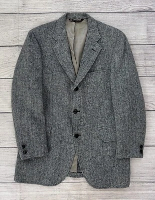 Blazer Abrigo Deportivo JOS A BANK HARRIS TWEED Para Hombres Talla 42/44 Gris Lana Espiga Foto 1 de 4