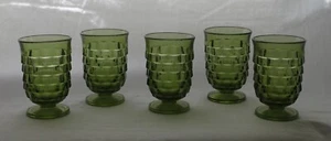 Whitehall Colony Set of 5 Juice Glasses Green Avocado Cube Design Vintage - Picture 1 of 5