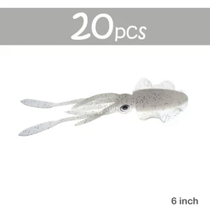 20 un. Falda blanca de 6" Pesca WOW!® señuelos suaves para pulpo parecido real - Imagen 1 de 9