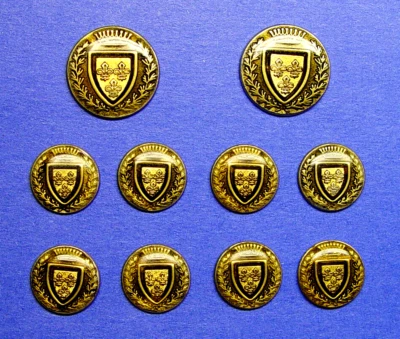 GARYS replacement buttons 10 Acrylic Faced metal buttons, Fair used aged cond. - Image 1 of 4