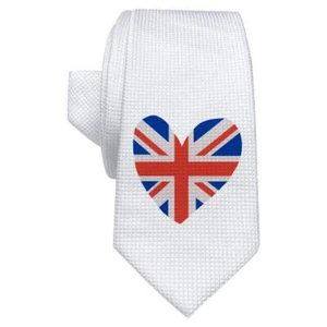 'Union Jack Heart' White Tie / Necktie with Gift Box (AT00020618) - Picture 1 of 8