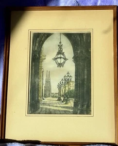 H. LEISCH (Austrian, 20th C) 2 color etchings on white silk. Prof. Framing. - Picture 1 of 11