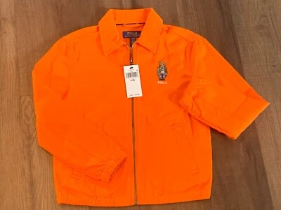 NWT Youth Small Size 8 Ralph Lauren Boy's Bayport Polo Bear Chino Jacket Orange - Image 1 of 4