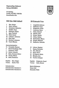 Line up 12/13 RL SSV Ulm 1846 - Eintracht Trier - Imagen 1 de 1