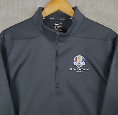 NIKE GOLF x RYDER CUP FRANCE Size Large Mens 1/4 Zip Pullover Black Performance - Image 1 of 4