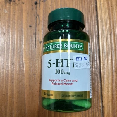 Nature's Bounty 5-HTP 100 毫克 60 粒胶囊,支持平静放松情绪,有效期至 12/25 — 第 1/2 张图片