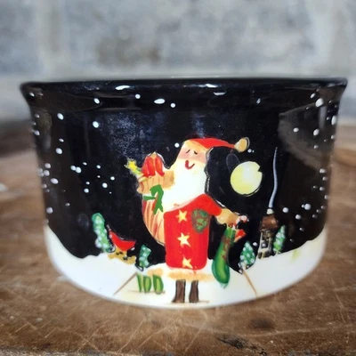 CERTIFICADO INTERNACIONAL Stephanie Stouffer Santa Bowl 5” Navidad Negro Foto 1 de 4