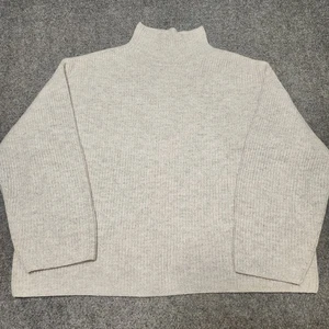 Everlane Sweater Womens XXL Grey Ribbed High Collar Wool Cashmere Blend Pullover - Picture 1 of 14