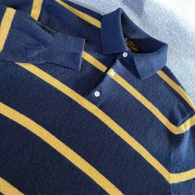 Suéter Polo J.Crew Para Hombre Cachemira Rugby Rayas Azul Marino y Dorado Mediano Nuevo Sin Etiquetas Foto 1 de 4