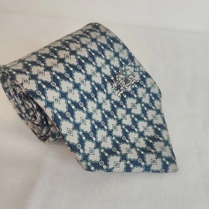 Burberry Seidenkrawatte Vintage dunkelblau einzigartiges geometrisches Muster Made in Italy 3,75" - Bild 1 von 8