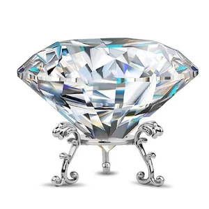 80 mm großer Kristall Diamant Briefbeschwerer mit Ständer - Hochzeit Dekor - Bild 1 von 7