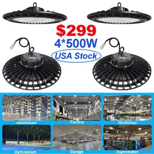 High Bay Led Shop Lights 500W 4Pack 50000Lm 6500K Cold White Industrial Factory - Picture 1 of 12