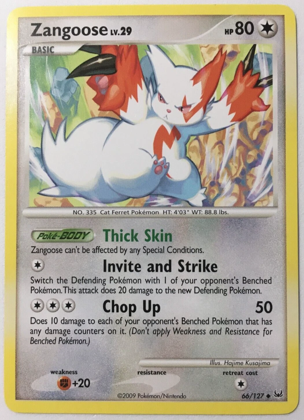 POKEMON ZANGOOSE LV.29 66/127 PLATINUM BASE SET UNCOMMON NEAR MINT