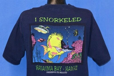 Camiseta vintage años 80 I SNORKELED HANAUMA BAY HAWAII NARIZ LARGA PEZ MARIPOSA XL Foto 1 de 4