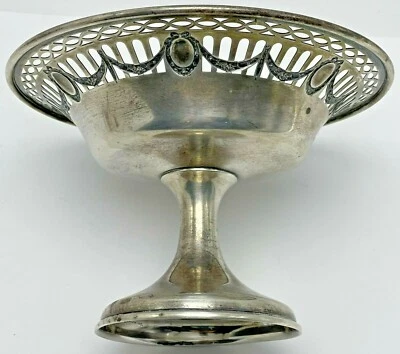 Vintage Gorham Sterling Silver Pedestal Candy Nut Dish Pierced Garland Compote - Image 1 of 4