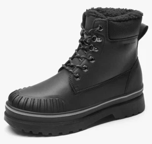 Men's Snow Winter Insulated Waterproof Outdoor Boots Shoes Black/Brown - Picture 1 of 2