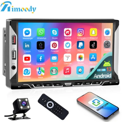 Doppel 2 DIN 7" Android 13 Autoradio GPS Nav WIFI BT FM RDS Touch Screen +Kamera - Bild 1 von 4