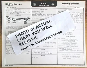 1953 Henry J FOUR Series K-533 Models AEA Tune Up & Wiring Chart Sheet - Picture 1 of 2