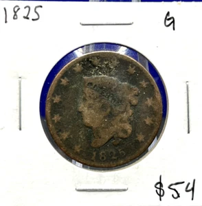 1825 Coronet Matron Head Large Cent Copper Penny ROTATED DIE 1c Collectible Coin - Picture 1 of 4