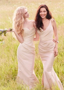 NEW JIM HJELM OCCASIONS V-Neck Draped Dupioni Trumpet GOWN Sz 4 $240 CHAMPAGNE - Picture 1 of 2