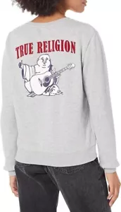True Religion Womens Gray Heritage Buddha Pullover Sweatshirt XL - Picture 1 of 8