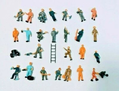 27 Stück Figuren Spur H0 Arbeiter Baustelle Handwerker Leiter 1:87 Konvolut NEU