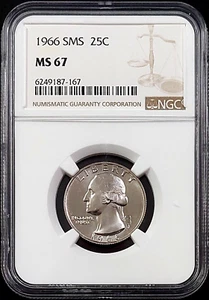 1966 SMS Washington Quarter certified MS 67 by NGC! sku 87167 - Picture 1 of 4