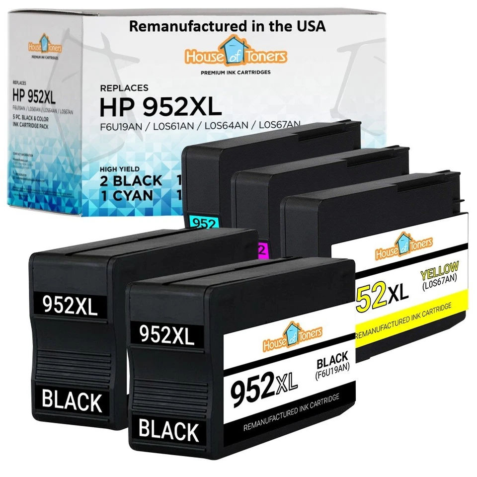 Cartuchos de tinta 952 952XL para HP OfficeJet Pro 8702 8710 8210 8715 8720 7740- 5PK Foto 1 de 4
