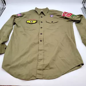 Boy Scouts of America BSA Men's Adult Shirt Medium LS Green Vintage - Picture 1 of 11