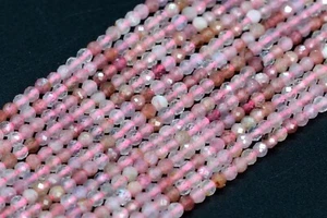 "Cuentas de cuarzo natural genuino de fresa de 2 mm cuentas sueltas redondas facetadas de 15,5" - Imagen 1 de 3
