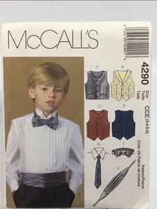 Vest Cummerbund Bow Tie Size 3-6T Cut to 6 M4290 Sewing Pattern Toddler Child - Picture 1 of 2