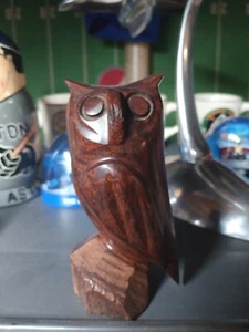Vtg Hand Carved Wooden Owl - Picture 1 of 3