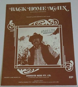 Vintage Sheet Music Back Home Again John Denver Australian 1974 - Picture 1 of 2