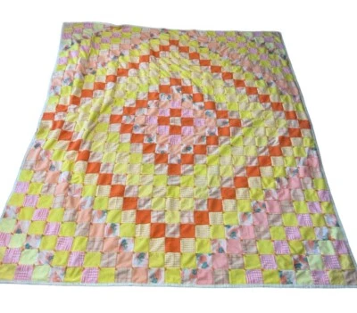 Colcha Manta Colcha Edredón Hippie Boho Patchwork Retro Años 70 Amarillo Naranja 89X76 De Colección Foto 1 de 4