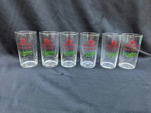Set of 6 Vintage BUDWEISER BEER Anheuser Busch Glasses Tall Rare Shell Green Red - Picture 1 of 6
