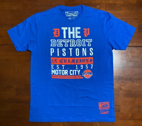 Mitchell & Ness NBA Detroit Pistons 3X Champions EST 1957 HWC Tagless T-Shirt, L Cover