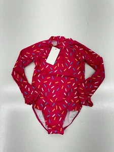 Shein Pink Sprinkle Long Sleeve Back Size One Piece Swim Suit Girls Size 5T - Picture 1 of 5