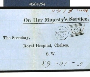 GB Edinburgh DOTTED CIRCLE Cover* Chelsea Hospital 1863 INDIA PRIZE MONEY MS4294 - Picture 1 of 9