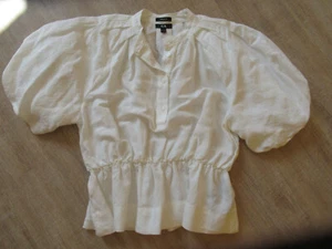 Leinenbluse, Pleplum, weiß, Ballonärmel, Größe 38 - Bild 1 von 7