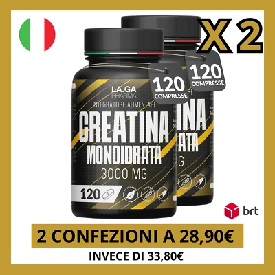 Creatina Monoidrato PROMO 2 PZ, 120 Compresse da 3000mg di Creatina Pura, ITALY - Immagine 1 di 4