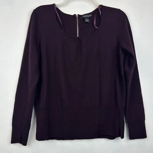 Elena Solano Sweater Womens XL 100% Merino Italian Wool Purple Scoop Neck - Picture 1 of 6
