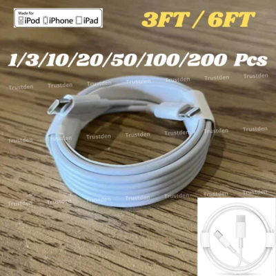 Wholesale Bulk PD Fast Charger USB Type-C Cable For iPhone 13 12 11 Pro XR 8 Lot - Image 1 of 4