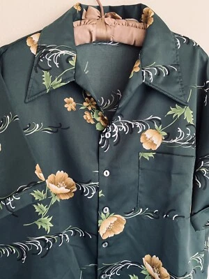 Camisa Hawaiana Tropical Verde Triumph Of California Floral Asiática M/L Vintage Foto 1 de 4