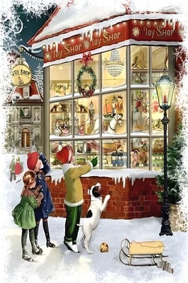 Decoración postal reproducción vintage temática NAVIDAD 6" por 4" Foto 1 de 2