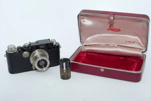 Leica III schwarz Rangefinder 35mm FILM Kamera. NICKEL Leitz Elmar 5cm f3.5 Objektiv. - Bild 1 von 24